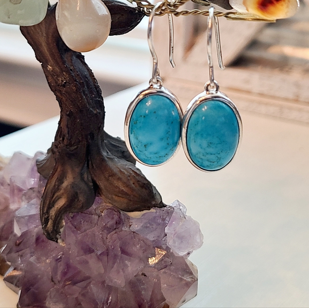 Navajo Turquoise Oval Drop Earrings